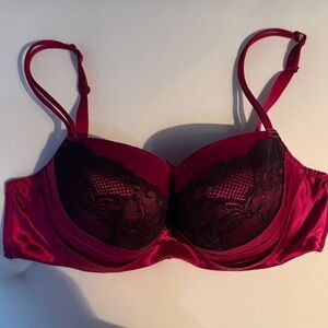 Cacique Red and Black Lace Bra